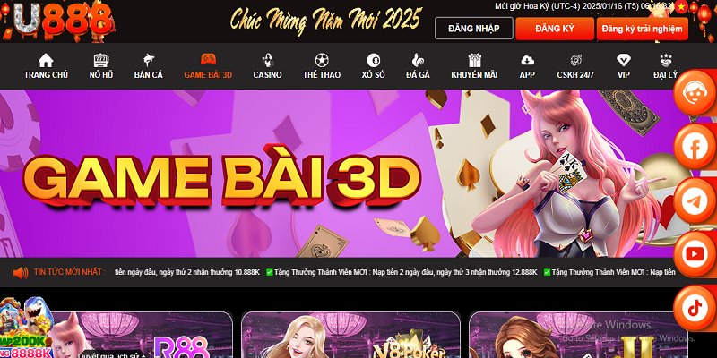 Game bài 3D U888 là sảnh cược nên lựa chọn trong 2025